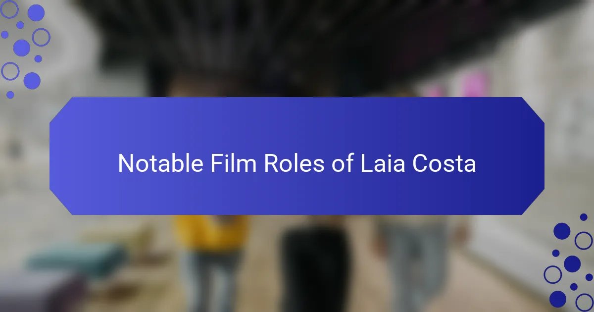 Notable Film Roles of Laia Costa