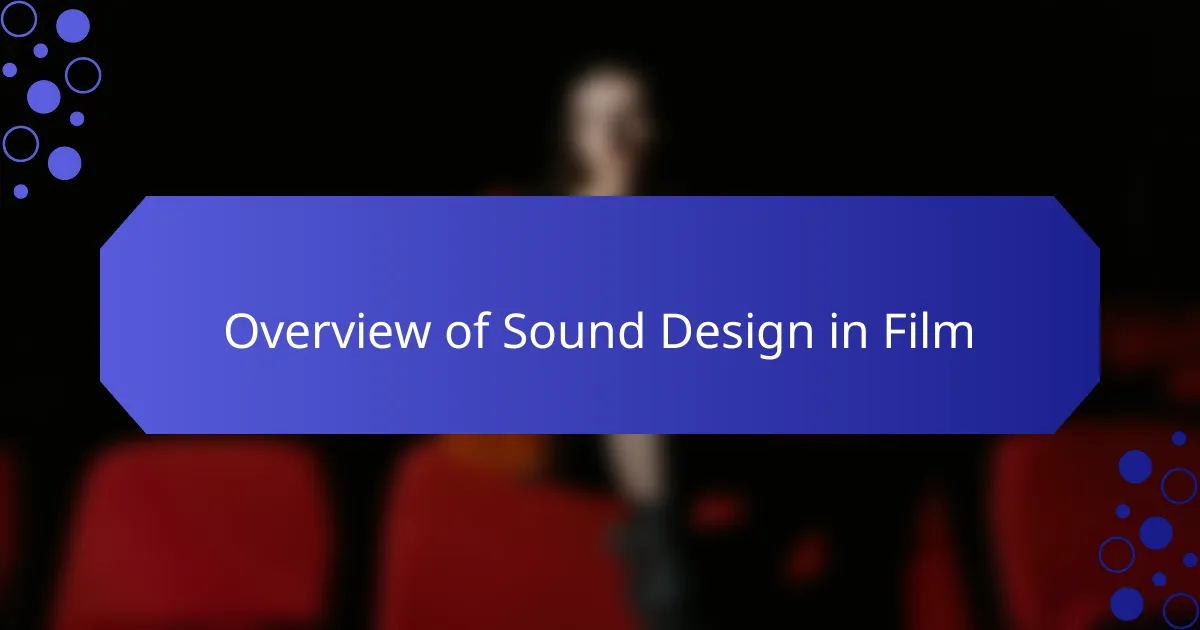 Overview of Sound Design in Film
