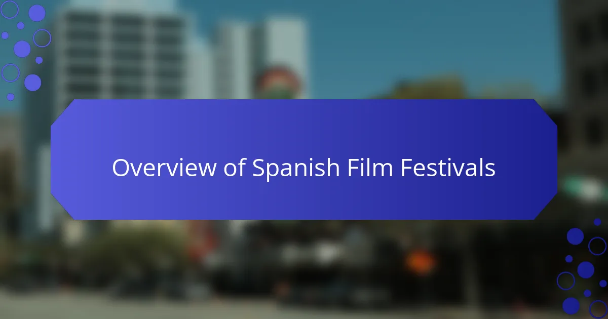 Overview of Spanish Film Festivals