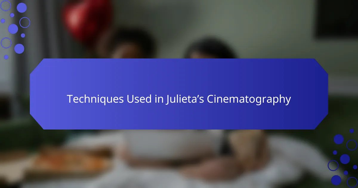 Techniques Used in Julieta’s Cinematography